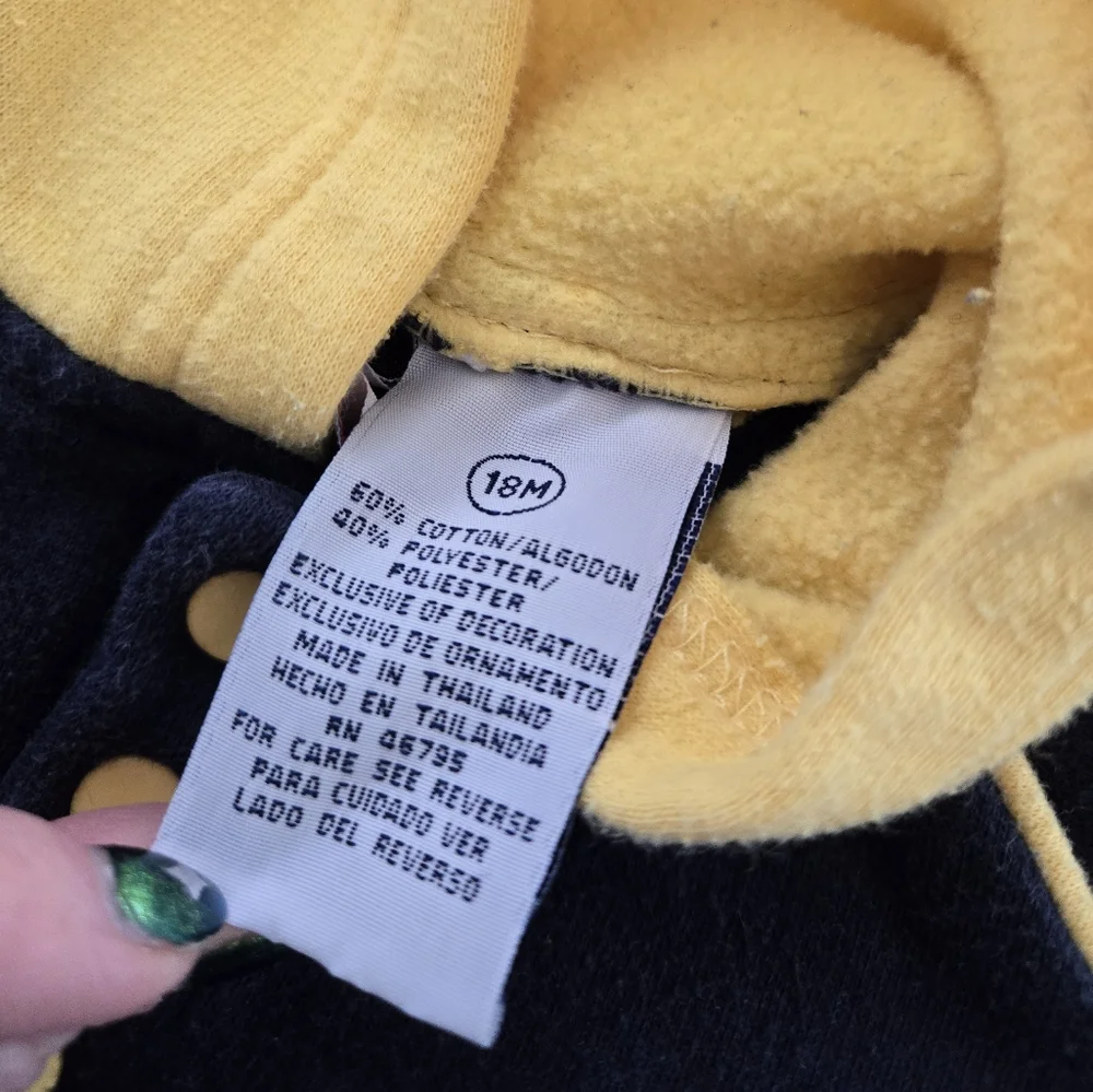 Vintage Y2K navy blue, yellow dinosaur hoodie sweatshirt